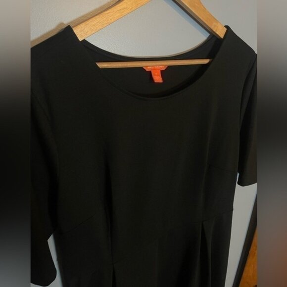 Joe Fresh  1x Plus Black Midi Dress Pleated Formal A Line Midweight Half Sleeve - Picture 2 of 5